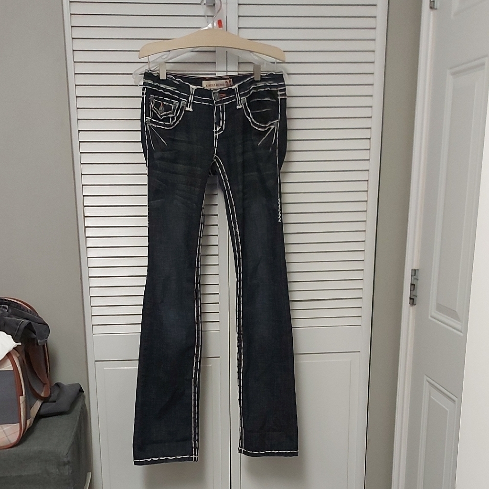 Women's Boot Cut Jeans with Contrast Stitching - Black